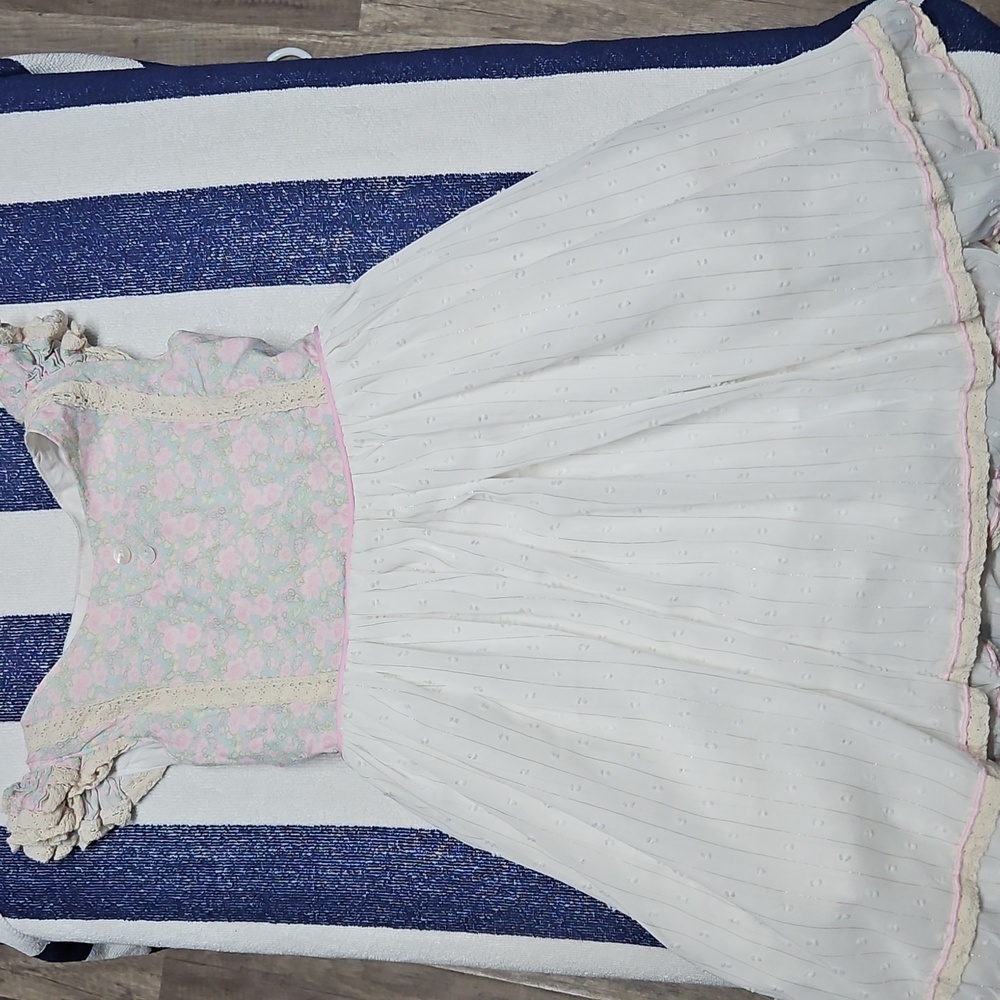 Charming Pink and White Kids Dress